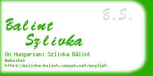 balint szlivka business card